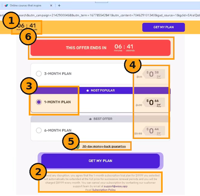 Wisey Exhibit A.6 — annotated pricing page