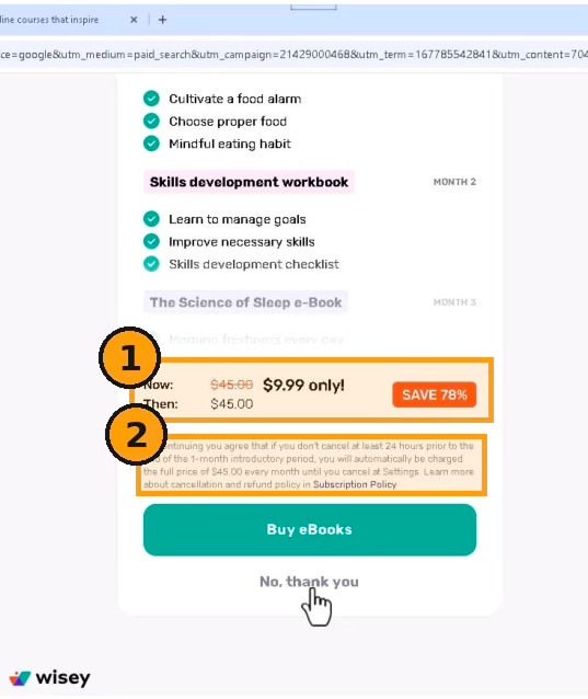 Wisey Exhibit A.8 — post-payment upsell